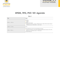 CREW Training  EPDM TPO PVC 101 Agenda