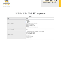 CREW Training  EPDM TPO PVC 201 Agenda