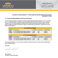 Versico Roofing Systems Announces VersiCore and SecurShield  20 psi Additional Bundle Sizes