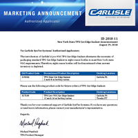 Carlisle Updates Packaging of TPO CutEdge Sealant for New York State Requirements Marketing Announce