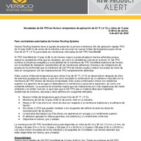 Versicos QA TPO  New 25F Application Temperature and 12-Foot-Wide Rolls - Spanish Version