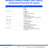 CREW Training  Specialty  Premium Products New Products and Boosting Productivity 301 Agenda