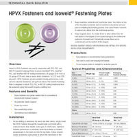 HPVX Fasteners and isoweld Fastening Plates Technical Data Bulletin TDB