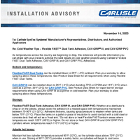 Carlisle SynTec Systems Cold Weather Tips  Flexible FAST Dual Tank Adhesive CAVGRIP III and CAVGRIP