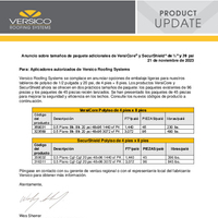 Versico Roofing Systems Announces VersiCore and SecurShield  20 psi Additional Bundle Sizes  Spanish
