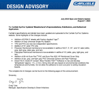 Carlisle SynTec Systems Design Advisory  July 2023 Specification and Detail Updates Summary