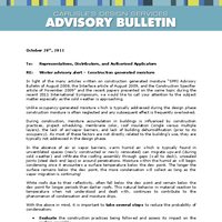 Advisory Bulletin Construction Generated Moisture