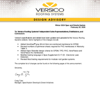 Design Advisory Versico Roofing Systems Winter 2024 Specification and Details Update
